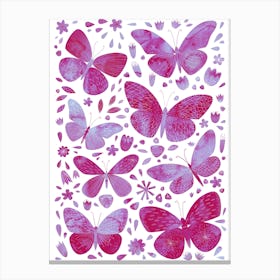 Butterfly Watercolor Hot Magenta Pink Canvas Print