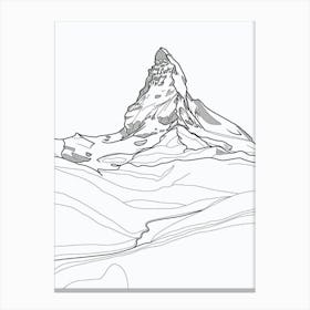 Matterhorn Switzerland Italy Line Drawing 5 Canvas Print