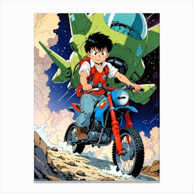 Anime Boy Riding Motorcycles Canvas Print