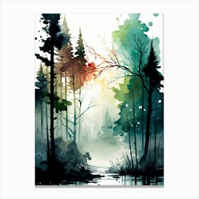 Watercolor Of A Forest 4 Canvas Print