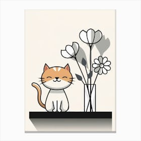 Cat With Flowers 10 Canvas Print