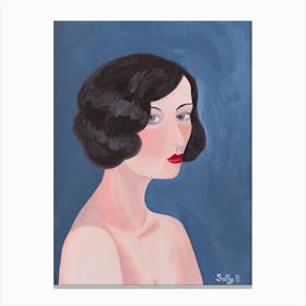 Naked Flapper Woman Portrait Canvas Print