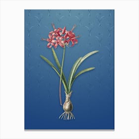 Vintage Guernsey Lily Botanical on Bahama Blue Pattern Canvas Print