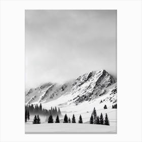 The Remarkables, New Zealand Black And White Skiing Poster Canvas Print