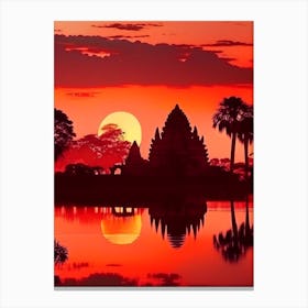 Angkor Sunset Retro Canvas Print