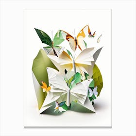Butterflies In Botanical Gardens Origami Style 1 Canvas Print
