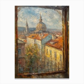Window View Of Vienna In The Style Of Impressionism 4 Canvas Print