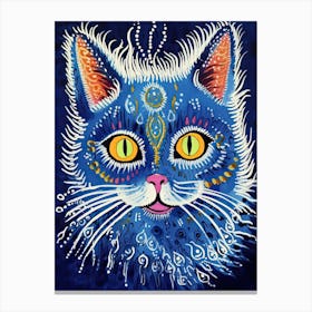 Louis Wain Blue Gothic Kaleidoscope Cat 8 Canvas Print