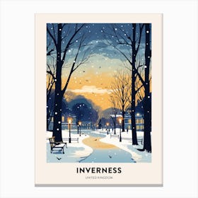 Winter Night  Travel Poster Inverness United Kingdom 1 Canvas Print