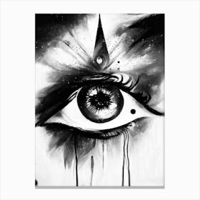 Celestial Eye, Symbol, Third Eye Black & White 2 Canvas Print