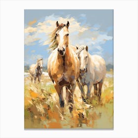 Horses Painting In Pampas Region, Argentina 3 Canvas Print