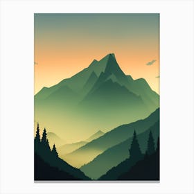 Misty Mountains Vertical Composition In Green Tone 29 Canvas Print