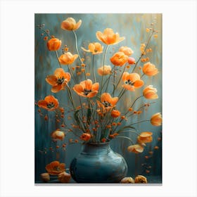 Orange Flowers In A Vase Canvas Print