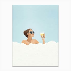 Woman In A Bubble Bath Canvas Print