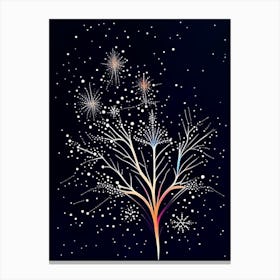 Stellar Dendrites, Snowflakes, Minimal Line Drawing 1 Canvas Print