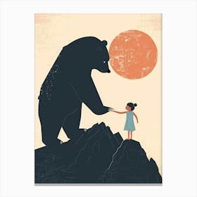 Bear And Girl Canvas Print