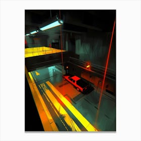 Car In A Parking Garage Canvas Print