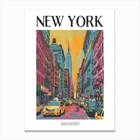 Soho District New York Colourful Silkscreen Illustration 2 Poster Canvas Print