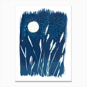 Moon Vintage Cyanotybe Blue Canvas Print