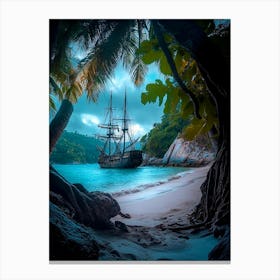 Pirate Ship On The Beach 1 Canvas Print