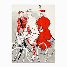 Women Riding Bicycles On A Road, Edward Penfield Canvas Print