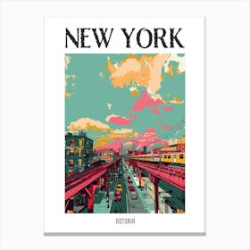 Astoria New York Colourful Silkscreen Illustration 4 Poster Canvas Print