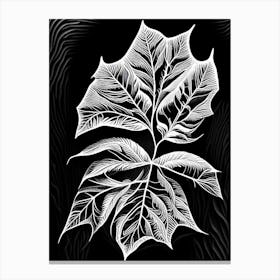 Plum Leaf Linocut 1 Canvas Print