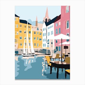 Trondheim, Norway, Flat Pastels Tones Illustration 3 Canvas Print