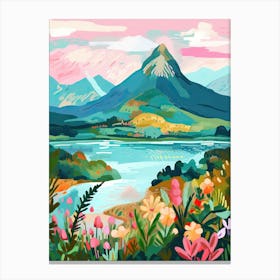 Mountain Lake Travel Painting Botanical Housewarming Canvas Print