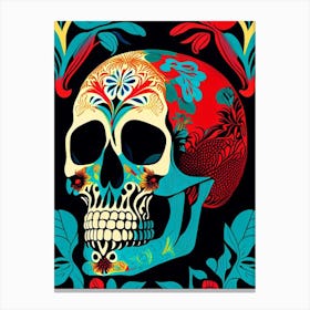 Skull With Pop Art Influences 1 Line Drawing Canvas Print