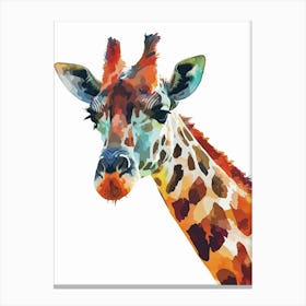 Brown Giraffe Watercolour Canvas Print