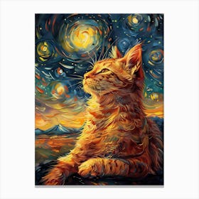 Starry Night Cat 20 Canvas Print