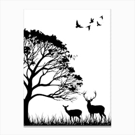 Deer In The Forest Canvas Print