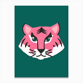 Pink Tiger Head Canvas Print
