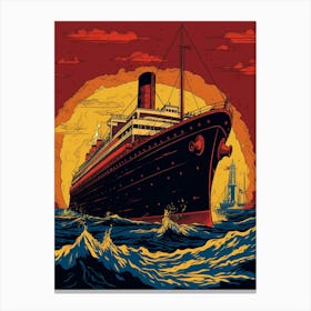 Titanic Ship Bow Pop Art Illustration 2 Canvas Print