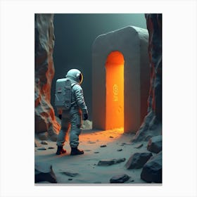 Astronaut In A Cave Canvas Print