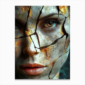 Woman With A Cracked Face Canvas Print