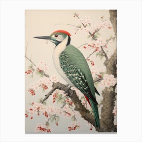 Ohara Koson Inspired Bird Painting Woodpecker 4 Canvas Print