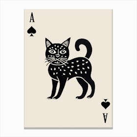 Playing Cards Cat 1 Black And White 5 Canvas Print