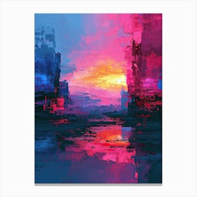 Abstract Sunset | Pixel Minimalism Art Series 1 Canvas Print