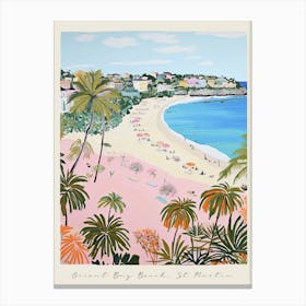 Poster Of Orient Bay Beach, St Martin, Matisse And Rousseau Style 2 Canvas Print