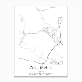 Zella Mehlis,Germany Minimalist Map Canvas Print