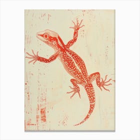 Coral Gecko Blockprint 1 Canvas Print