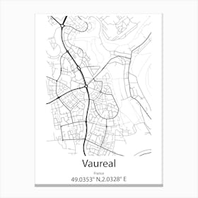 Vaureal,France Minimalist Map Canvas Print