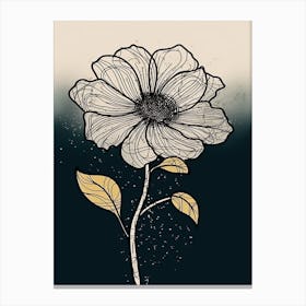 Line Art Sunflower Flowers Illustration Neutral 17 Canvas Print