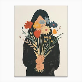 Spring Girl With Wild Flowers 6 Canvas Print