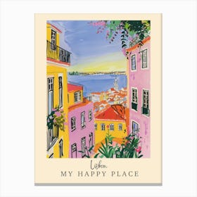 My Happy Place Lisbon 3 Travel Poster Canvas Print