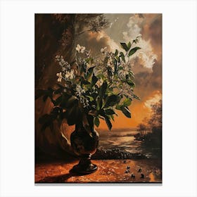 Baroque Floral Still Life Periwinkle 1 Canvas Print