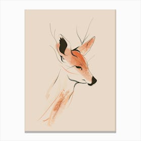 Deer Head - Boho, Line Art Canvas Print