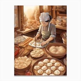 Dumpling Making Chinese New Year 7 Canvas Print